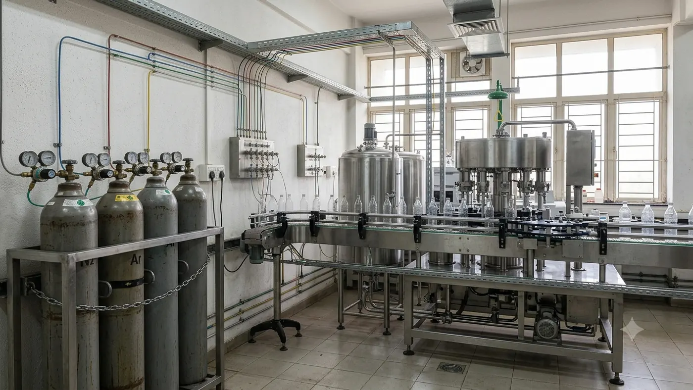 Industrial gas in use in food & beverage